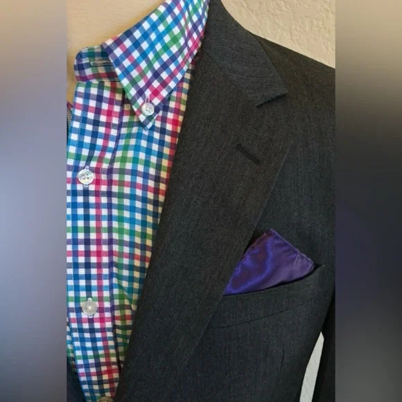 JOS A BANK SPORT COAT MENS SIZE 42L BLAZER CHARCOAL HERRINGBONE JACKET LONG FIT
